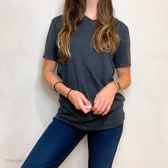 Columbia V Neck Dark Gray Stretch Cotton T Shirt M - Picture 2 of 15